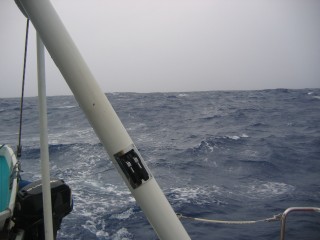 Screaming along with 30 knots of wind behind us