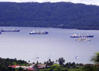 RYC & our fleet on moorings (Ocelot far right)