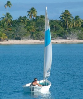 Amanda enjoys a slow sail in "Nikka", the sailing dinghy.