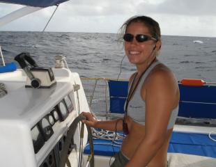 On the helm with MP3 player for company