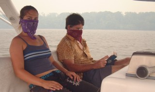 Looking like Indonesian fishermen with our bandanas, which we used for smoke protection.