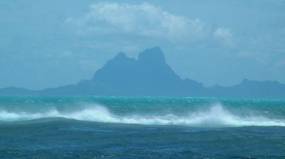 Bora Bora, as seen from Raiatea and its reef.