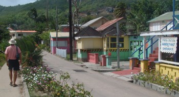 Jon walking the main street of Bequia