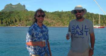 Bill & Jon celebrating another glorious sail to Bora-Bora