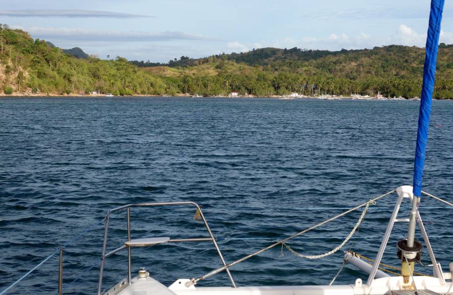 Approaching Binundac Bay - watch for the shallow coming in