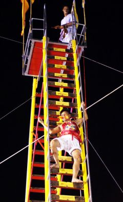 Bladed Ladder climb, Phuket Vegetarian Festival, Thailand