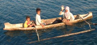 Cheerful kids. "Hello Mister! Where you from?"