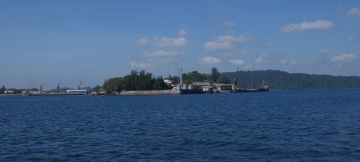 Port Blair yacht anchorage is ahead on right, after passing Phoenix Bay and Chatham Is.