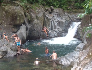 Swimming in Chaudiere Pool with the family from Sea Eagle