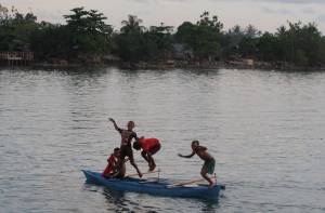 Kids hamming it up off Seget village