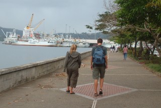 Chris and Amanda on the seaside promenade, Suva
