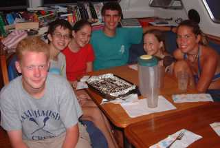 Kenny, Michael, Chrissy, Chris, Asia, and Amanda at the party