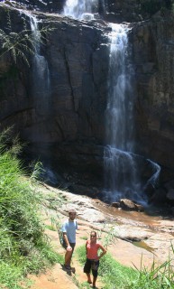 Chris & Amanda at the base of Ramboda Falls, Sri Lanka