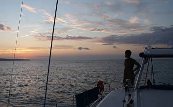 Chris enjoys a quiet sunset at Pulau Yu