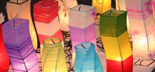 Cloth lanterns at a night market in Chiang Mai