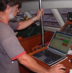 Jon sends email from the boat every evening.