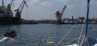 We were escorted into the inner harbor, Chennai