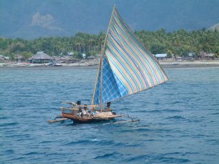 Local fishing boat off Ciendah village,Flores,  Indonesia