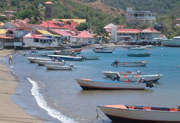 The colorful Saintes fishing fleet at anchor