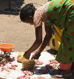Malagasy woman selling garlic