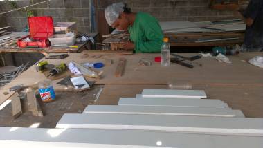 Our wonderful (plastic) wood-master, working in his shop