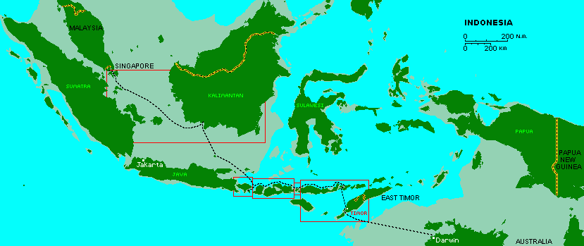 Our track through Indonesia from Darwin to Singapore.