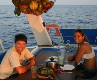 Dinner in the cockpit while on passage is lovely.