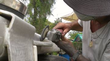 Working around fiddly bits near the base of the mast