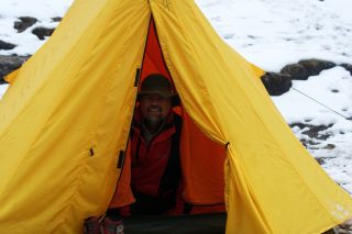 Jon in our tent at Dzongri 13,200' (4020m), Sikkim, India