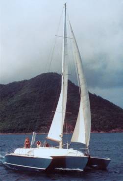 Lady sailing fast in St. Lucia 1981