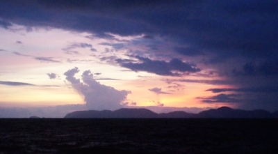 Land Ho!  Surin Islands at sunrise.  And another squall!
