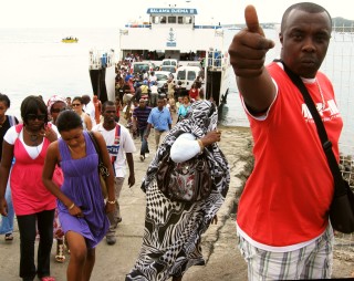 Le Barge offloads in Mamoudzou, Mayotte