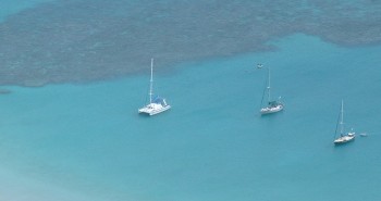 Ocelot (left) next to the reef, from Cook's Look