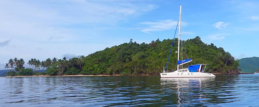 Ocelot anchored off Malapina Island, Malampaya Sound