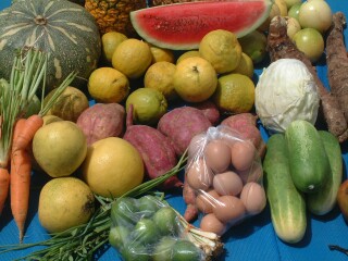 A typical grocery load from a Dominica market