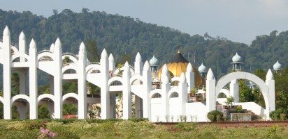 Masjid Al-Hana in Kuah, with its golden dome.