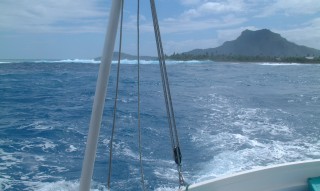 Leaving Maupiti & its pass behind us