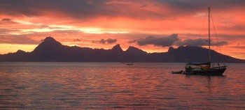 Moorea at sunset, seen from western Tahiti