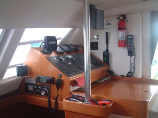 The nav desk with radar, Ham/SSB radio, new Garmin GPS, etc.