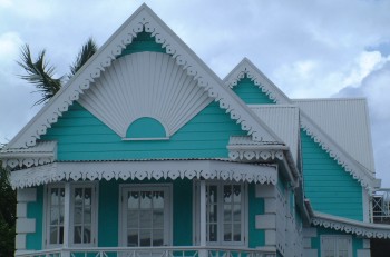 A typical Nevis house with wood carvings
