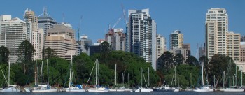 The yachts, Botanic Gardens, & downtown Brisbane