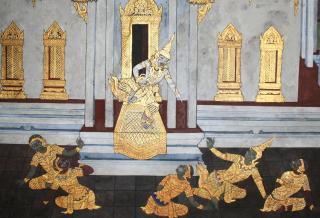 Gilded  mural in the Royal Palace, Bangkok