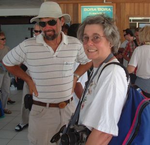 Jon & Pam at the Bora-Bora airport