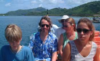 Riding out to the pearl farm on the Huahine lagoon