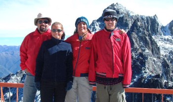 Jon, Amanda, Sue and Chris at 15,000 feet! Top of the teleferico.