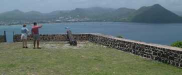 Emily and Jon on Pigeon Point, overlooking Rodney Bay