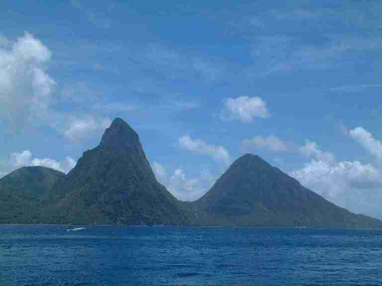 The Pitons, in southern St. Lucia