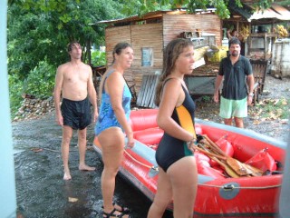 Rafters Alan, Sharon, Amanda, and Jon just pulled from the river in a thunder storm