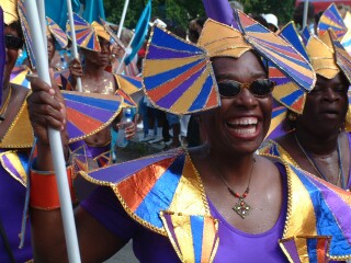 Carnival parades often feature lots of wild costumes