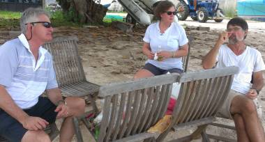 Richard (Leslie's hubby) & Leslie at our boatyard beach picnic